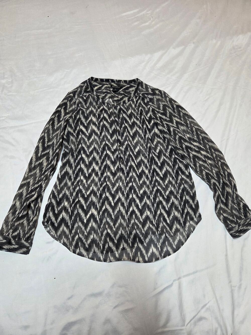 Lucky Brand Black & White Chevron Button-Up Blouse